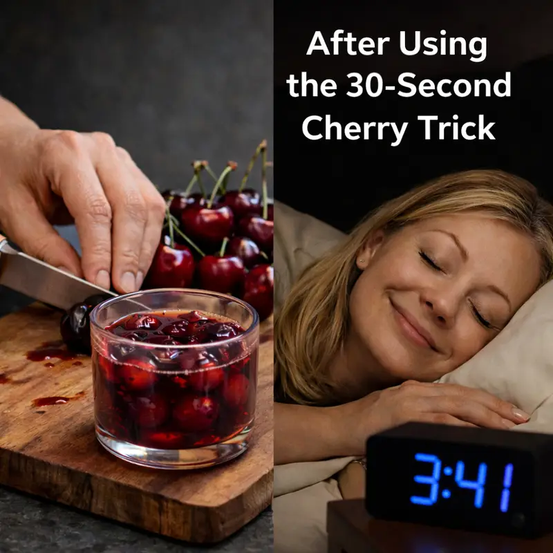 A woman sleeping peacefully after the cherry sleep trick